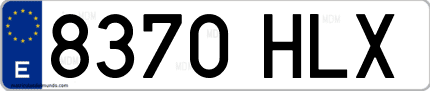 Ejemplo de matrícula de coche ordinaria 8370 HLX
