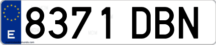 Ejemplo de matrícula de coche ordinaria 8371 DBN