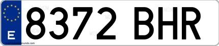 Ejemplo de matrícula española 8372 BHR