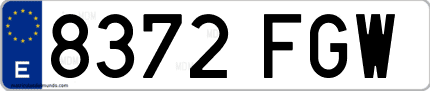 Ejemplo de matrícula de coche ordinaria 8372 FGW