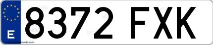 Ejemplo de matrícula española 8372 FXK
