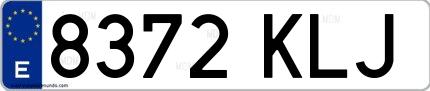 Ejemplo de matrícula española 8372 KLJ