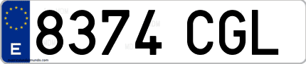 Ejemplo de matrícula de coche ordinaria 8374 CGL