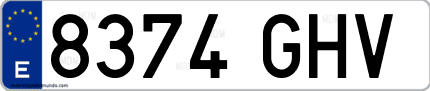 Ejemplo de matrícula de coche ordinaria 8374 GHV