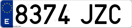 Ejemplo de matrícula de coche ordinaria 8374 JZC