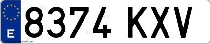 Ejemplo de matrícula española 8374 KXV