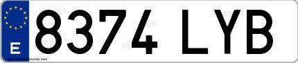Ejemplo de matrícula española 8374 LYB