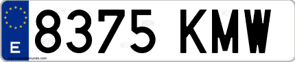 Ejemplo de matrícula de coche ordinaria 8375 KMW