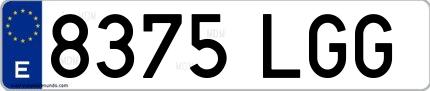 Ejemplo de matrícula española 8375 LGG