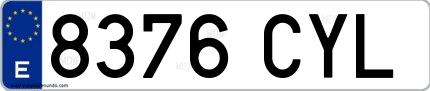 Ejemplo de matrícula española 8376 CYL