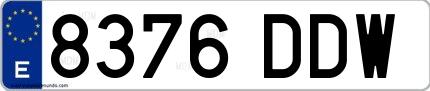 Ejemplo de matrícula española 8376 DDW