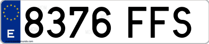 Ejemplo de matrícula de coche ordinaria 8376 FFS