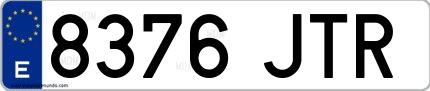 Ejemplo de matrícula española 8376 JTR