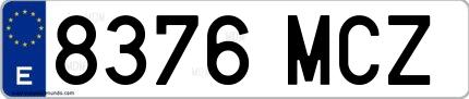 Ejemplo de matrícula española 8376 MCZ