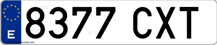 Ejemplo de matrícula de coche ordinaria 8377 CXT