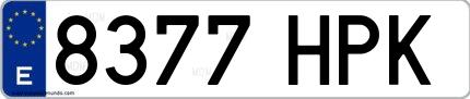 Ejemplo de matrícula española 8377 HPK