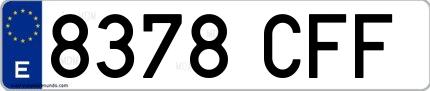 Ejemplo de matrícula española 8378 CFF