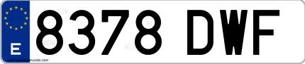Ejemplo de matrícula española 8378 DWF