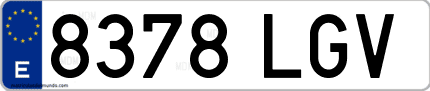 Ejemplo de matrícula de coche ordinaria 8378 LGV