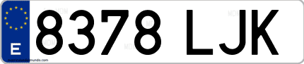 Ejemplo de matrícula de coche ordinaria 8378 LJK