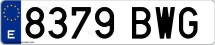Ejemplo de matrícula española 8379 BWG