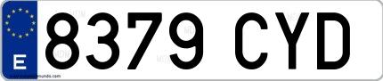 Ejemplo de matrícula española 8379 CYD
