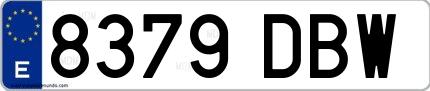 Ejemplo de matrícula española 8379 DBW