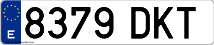 Ejemplo de matrícula de coche ordinaria 8379 DKT