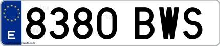 Ejemplo de matrícula española 8380 BWS