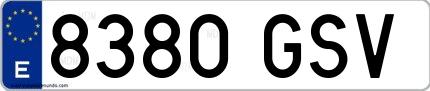Ejemplo de matrícula española 8380 GSV