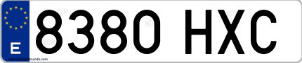 Ejemplo de matrícula de coche ordinaria 8380 HXC