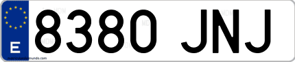 Ejemplo de matrícula de coche ordinaria 8380 JNJ