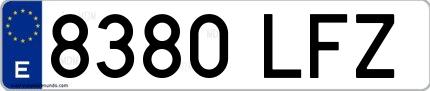 Ejemplo de matrícula española 8380 LFZ