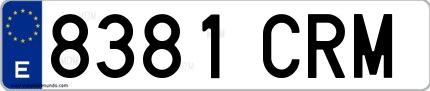 Ejemplo de matrícula española 8381 CRM