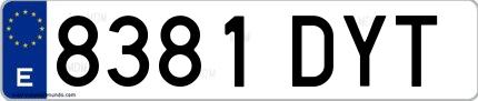 Ejemplo de matrícula española 8381 DYT