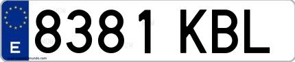 Ejemplo de matrícula española 8381 KBL