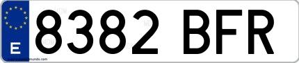 Ejemplo de matrícula española 8382 BFR