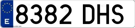 Ejemplo de matrícula española 8382 DHS