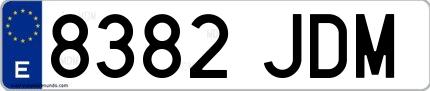 Ejemplo de matrícula española 8382 JDM