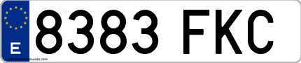 Ejemplo de matrícula de coche ordinaria 8383 FKC