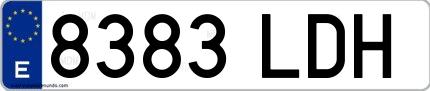 Ejemplo de matrícula española 8383 LDH