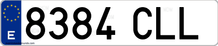 Ejemplo de matrícula de coche ordinaria 8384 CLL