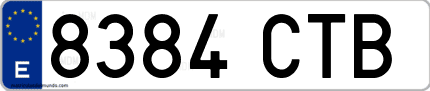 Ejemplo de matrícula de coche ordinaria 8384 CTB