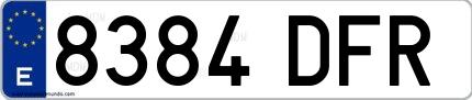 Ejemplo de matrícula española 8384 DFR