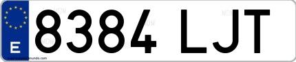 Ejemplo de matrícula española 8384 LJT