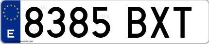 Ejemplo de matrícula española 8385 BXT