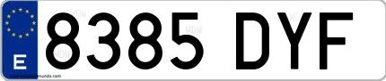 Ejemplo de matrícula española 8385 DYF