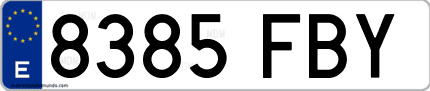 Ejemplo de matrícula de coche ordinaria 8385 FBY