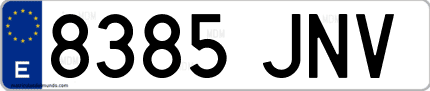 Ejemplo de matrícula de coche ordinaria 8385 JNV