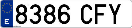 Ejemplo de matrícula de coche ordinaria 8386 CFY